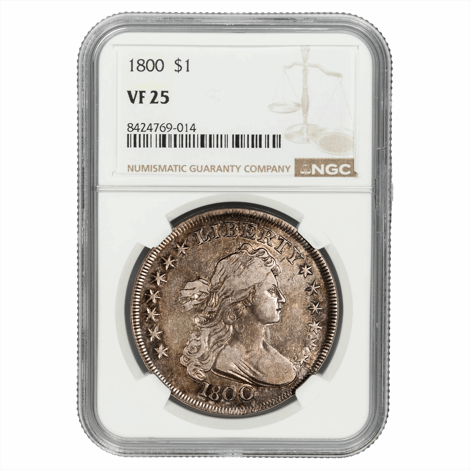 1800 Draped Bust Heraldic Eagle Silver Dollar $1 NGC VF 25