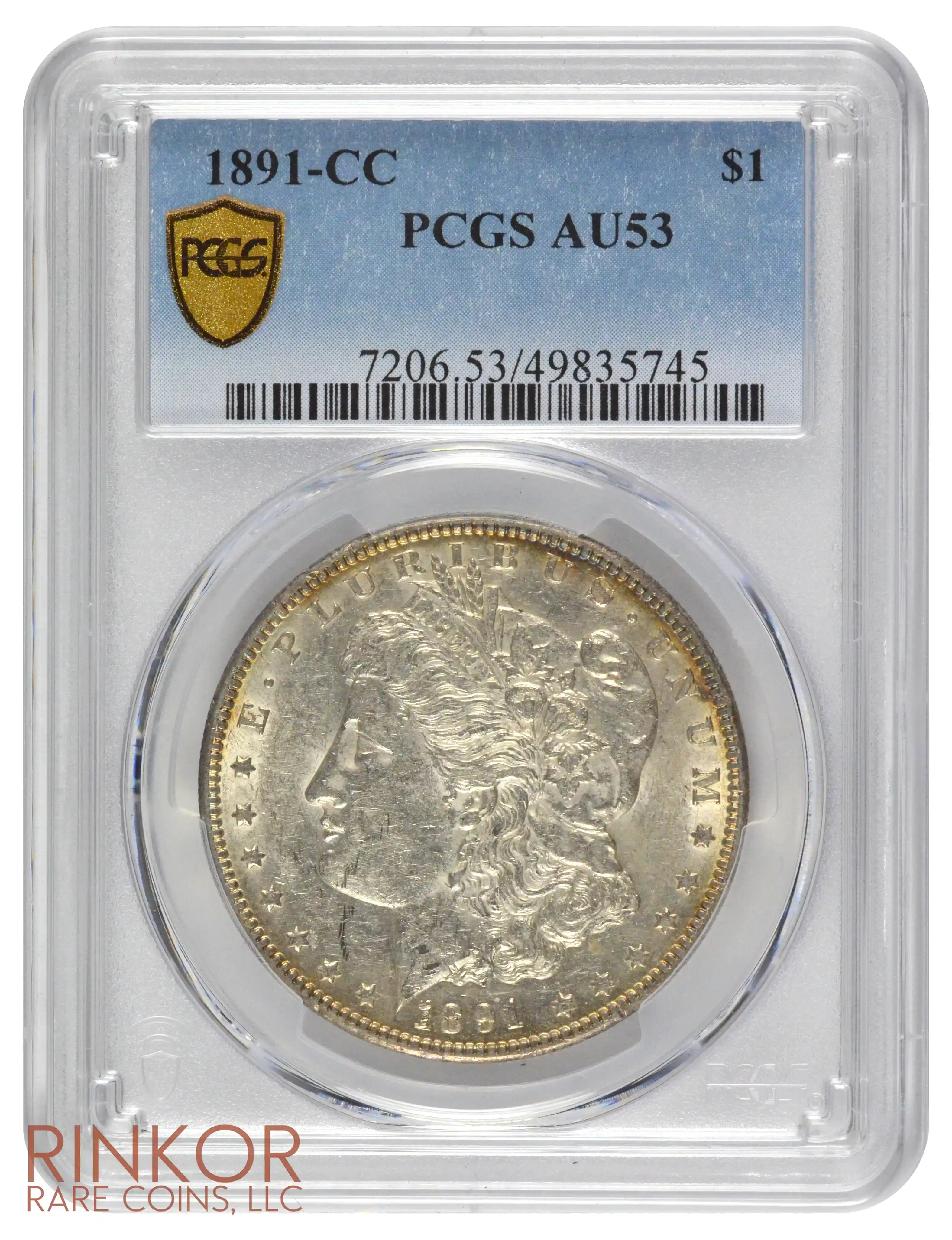1891-CC $1 PCGS AU-53
