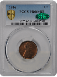 1916 1C PCGS RB CAC #3674-1 PR66+