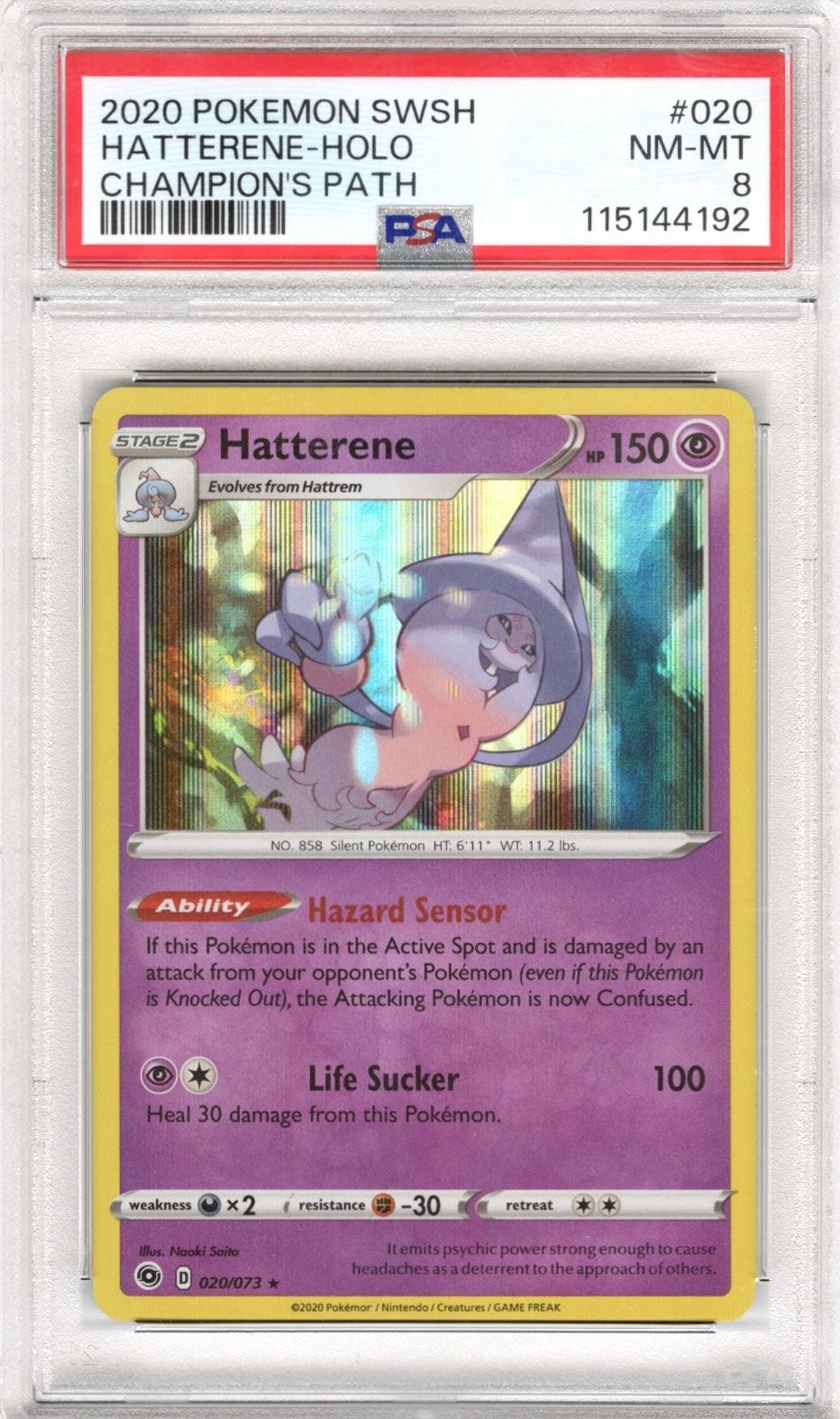 2020 Pokemon SWSH Champions Path Hatterene - Holo #020 PSA NM MT 8 