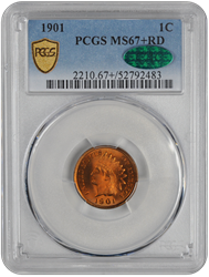 1901 Indian Head PCGS CAC RD 67+