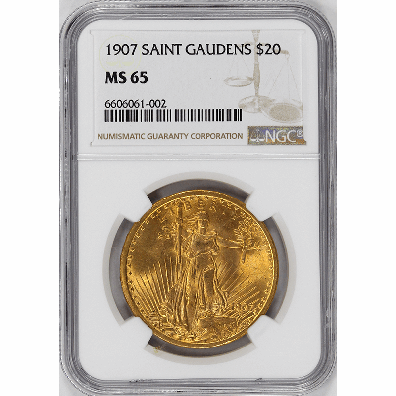1907 $20 St. Gaudens Gold Double Eagle - NGC MS65 - Lustrous - PQ+ - Nice Color