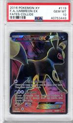 2016 Pokemon XY Fates Collide F.A./Umbreon Ex PSA GEM MT 10 