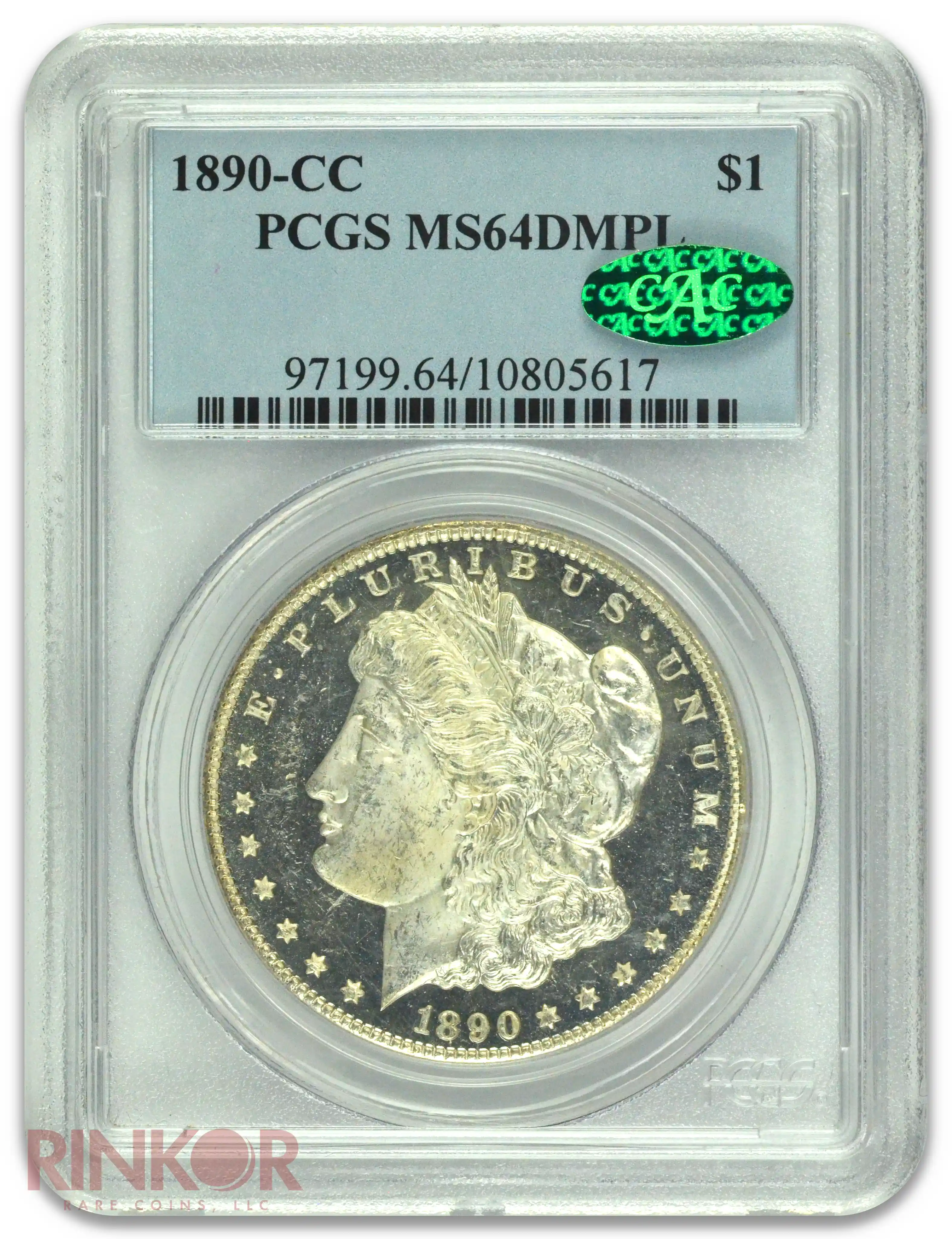 1890-CC $1 Morgan Dollar PCGS MS 64 DMPL CAC