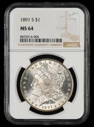 1891 S $1 NGC MS64
