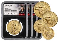 2024 4-Coin American Gold Eagles Set, FDI, MS70, NGC, Anna Cabral 