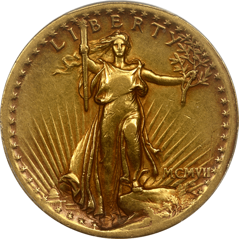 1907 St. Gaudens $20 Gold Double Eagle PCGS VF30 High Relief-Wire Edge 