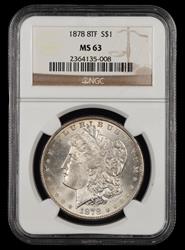 1878 8TF $1 NGC MS 63