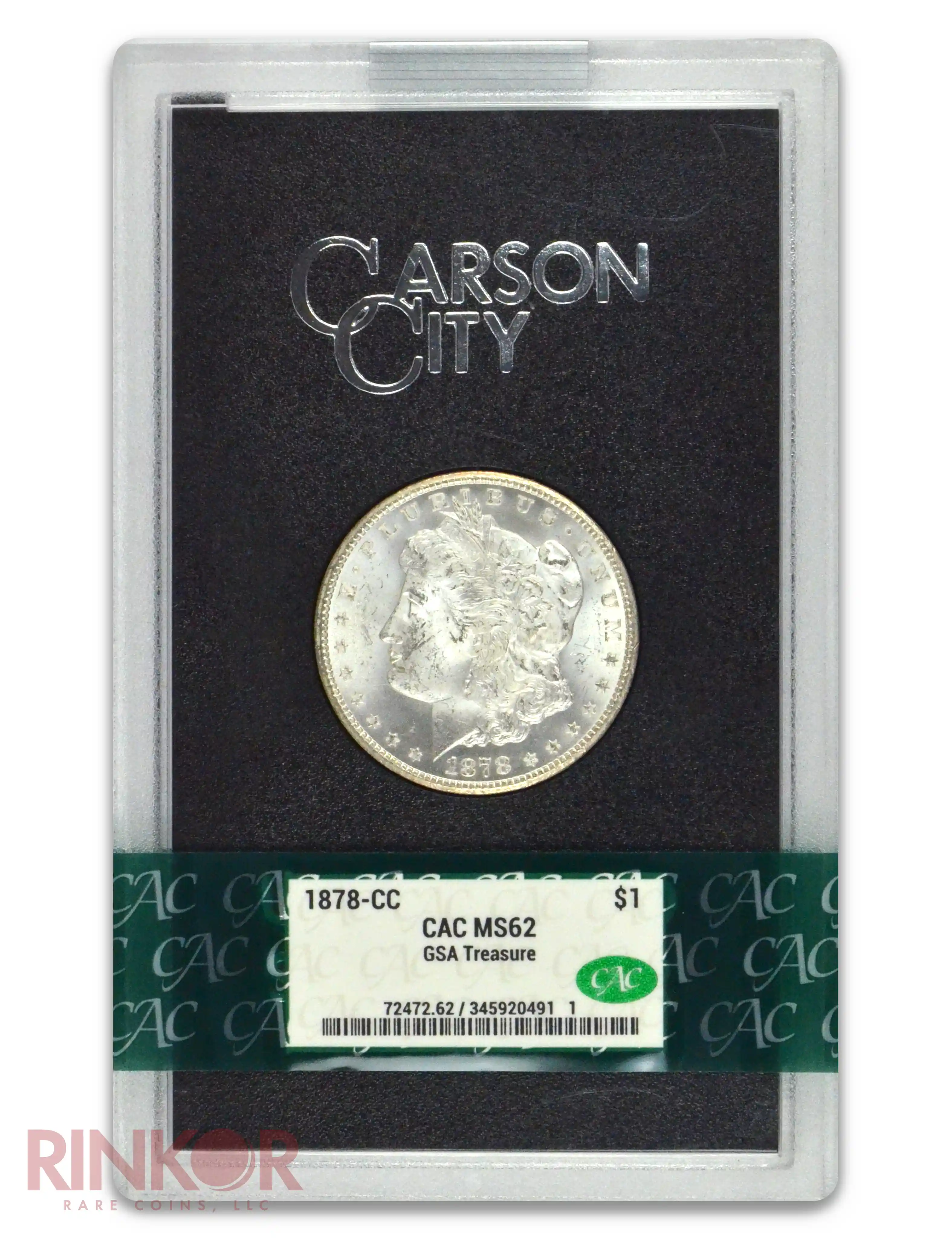 1878-CC $1 GSA Treasure Morgan Dollar CACG MS 62