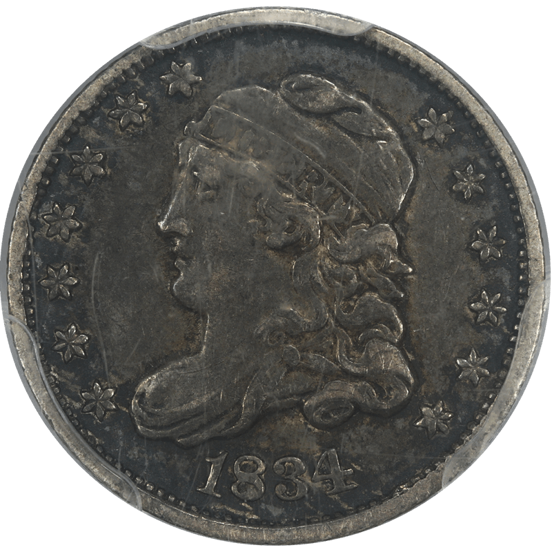 1834 Capped Bust Half Dime, PCGS XF 45 - Old Album Toning