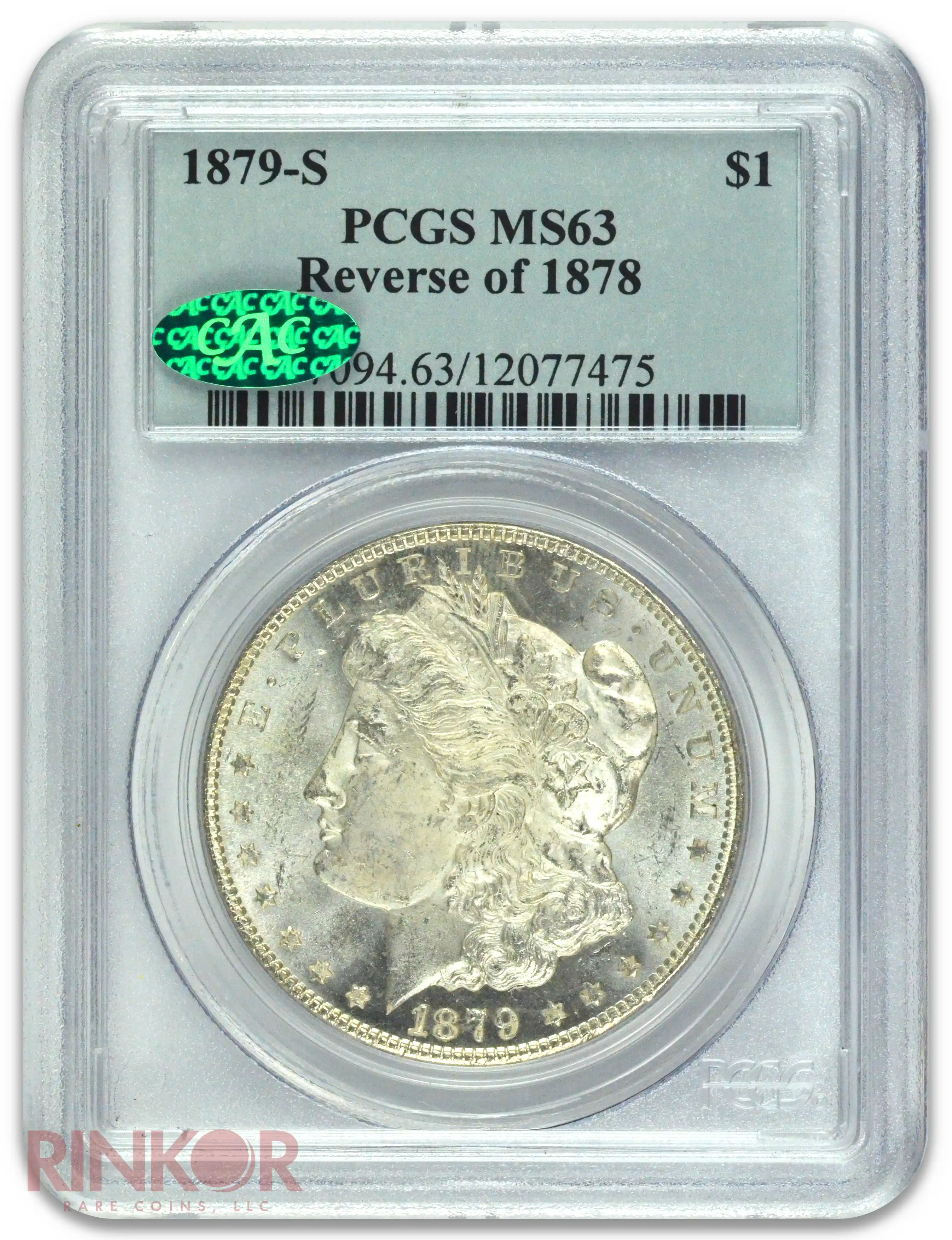 1879-S $1 Reverse of 1878 Morgan Dollar PCGS MS 63 CAC
