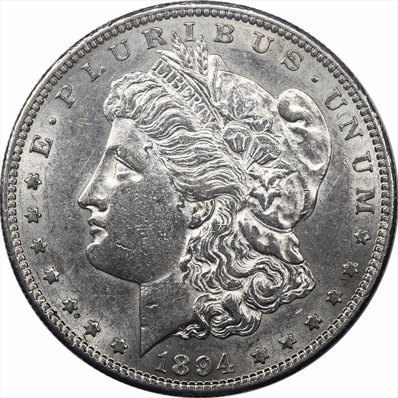 1894-S Morgan Silver Dollar, $1 Uncirculated - White Coin