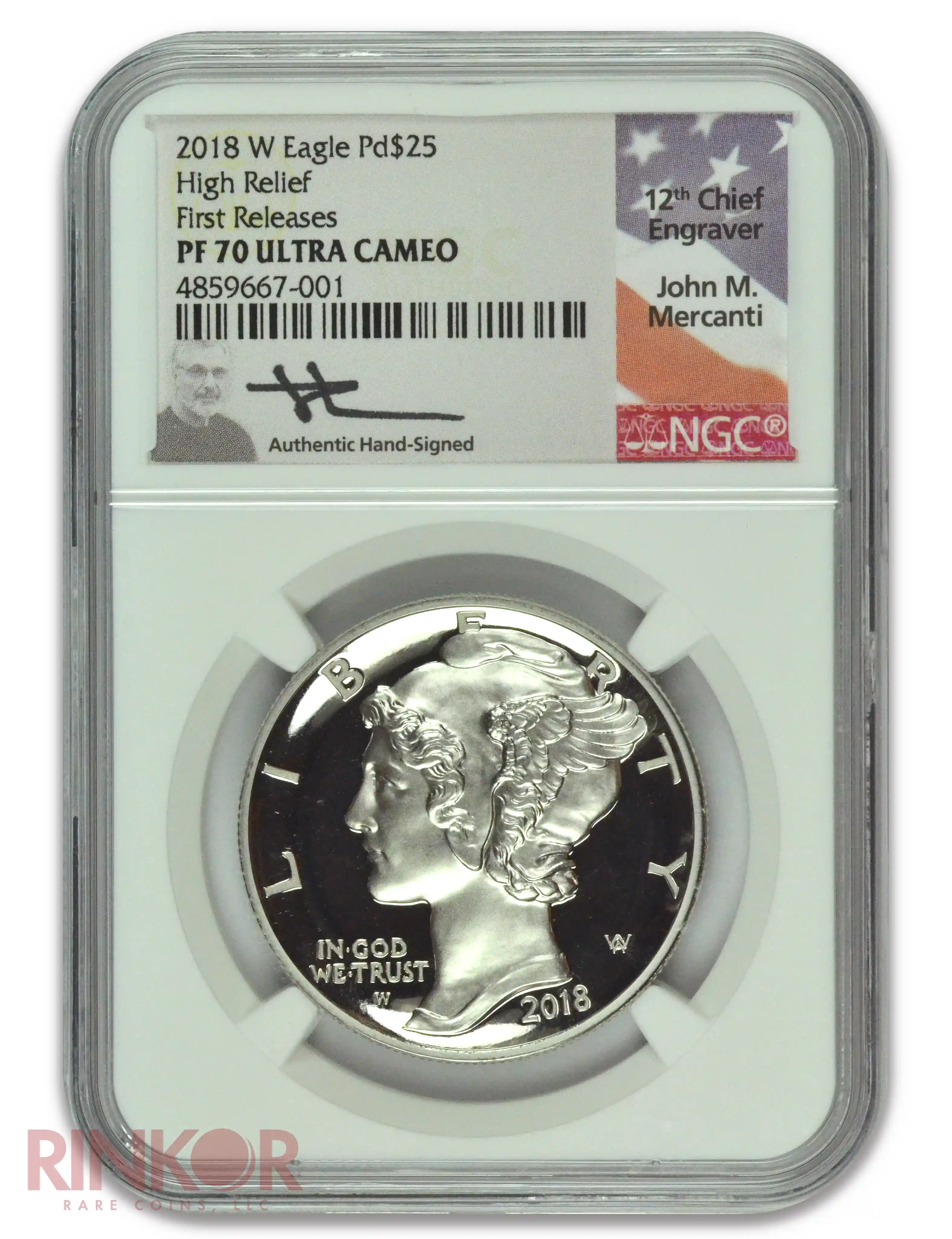 2018-W High Relief 1oz Palladium Eagle Pd$25 NGC PF 70