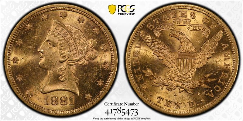 1881-S $10 PCGS MS 62 CAC