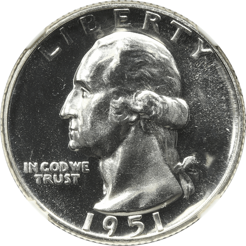 1951 Washington Quarter 25c, NGC PF 65 - Untoned Coin
