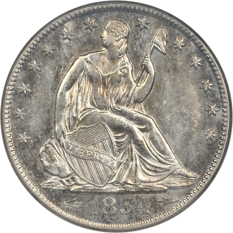 1854-O Liberty Seated Half Dollar 50c ANACS AU 58 - Arrows at Date, Nice