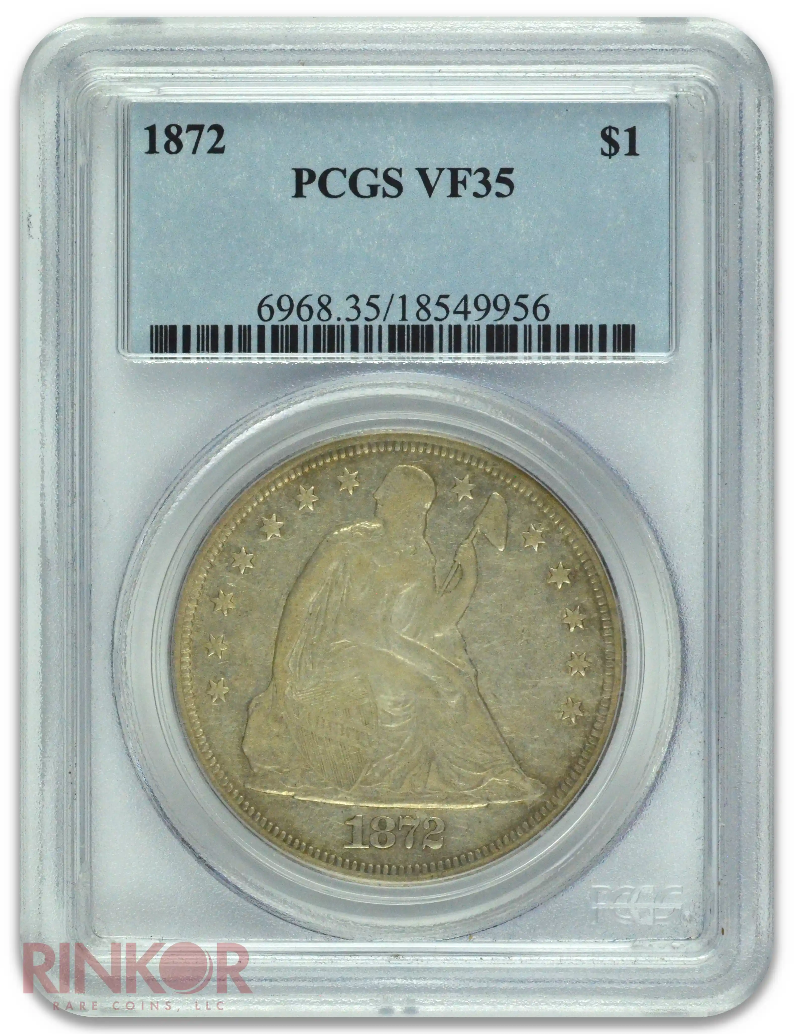 1872 $1 Seated Dollar PCGS VF-35