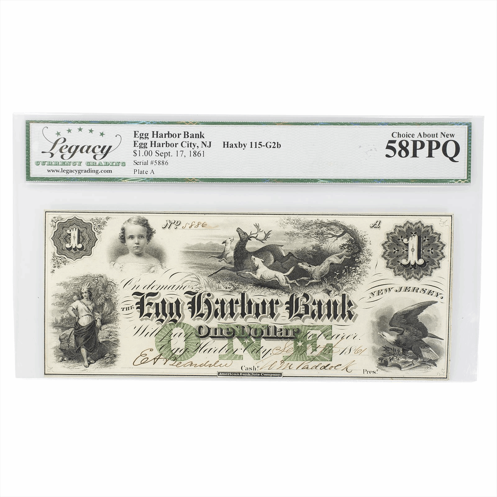 1861 Egg Harbor Bank Egg Harbor City, NJ $1 Legacy Choice About New 58 PPQ