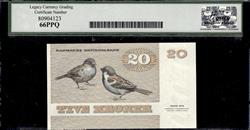 Denmark Danmarks National Bank 20 Kroner 1985 Gem New 66PPQ 