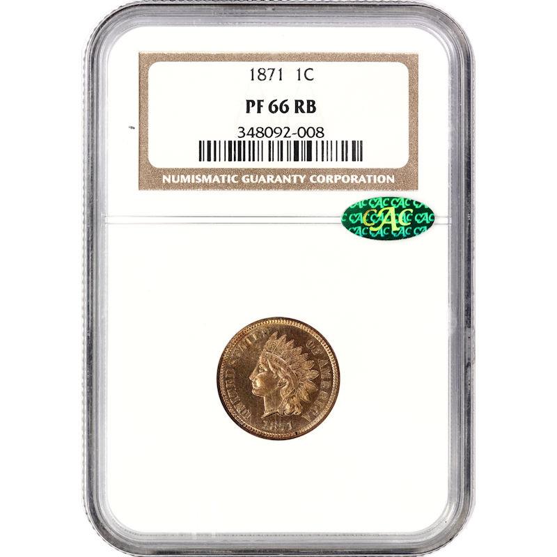 1871 Indian Head Cent 1C NGC CAC PF66RB PQ+ Coin