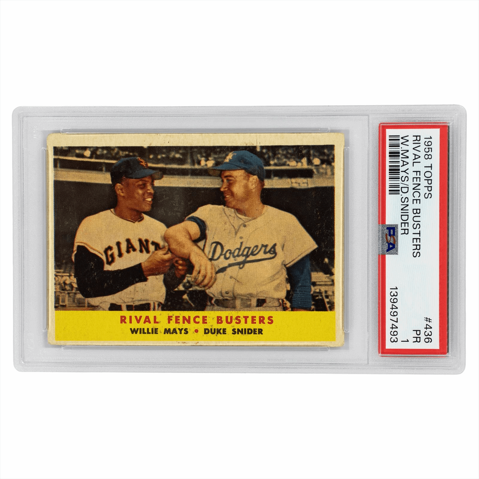 1958 Topps Rival Fence Buster W.Mays/D.Snider #436 PSA PR 1 Cert #139497493