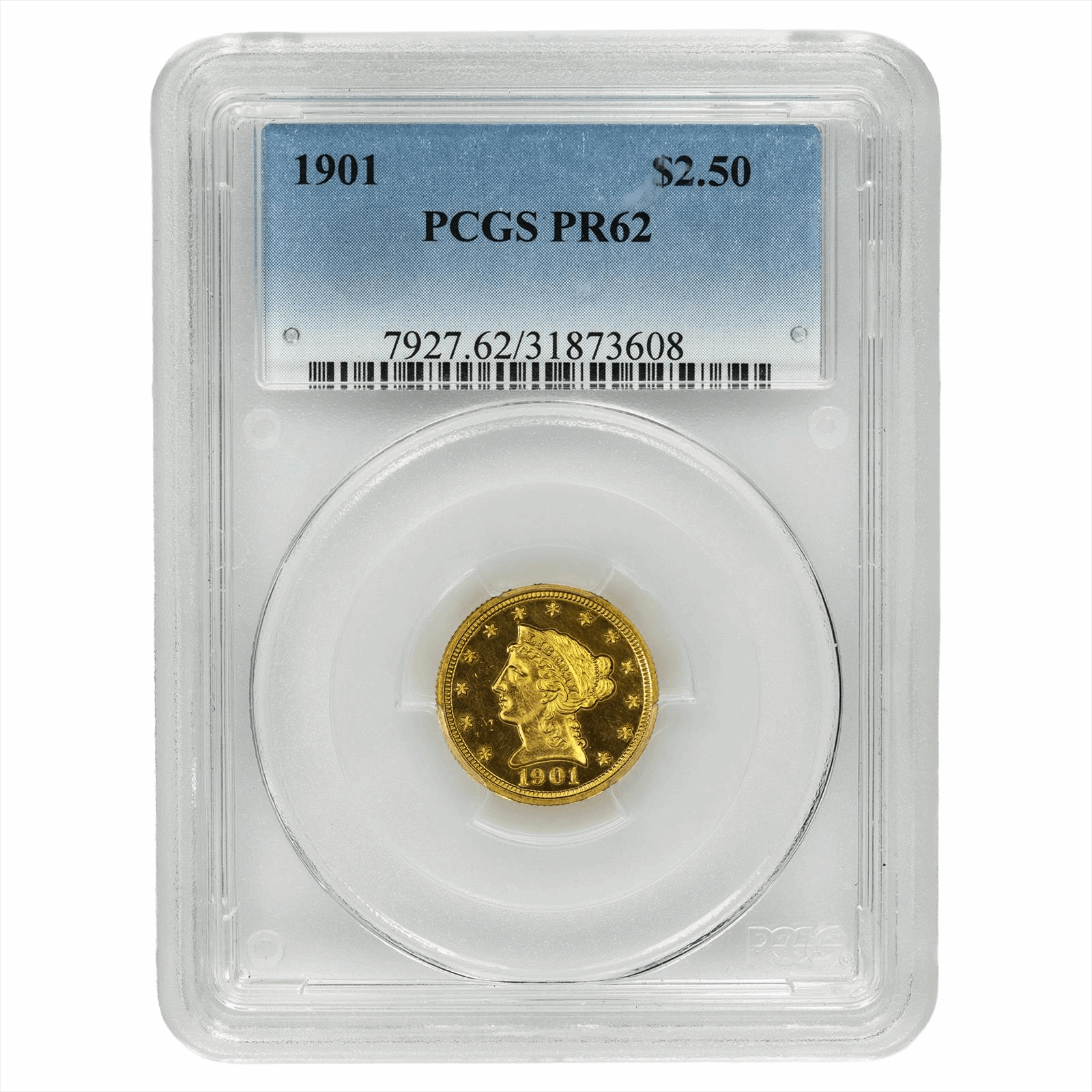 1901 Liberty Head Gold Quarter Eagle $2.50 PCGS PR 62