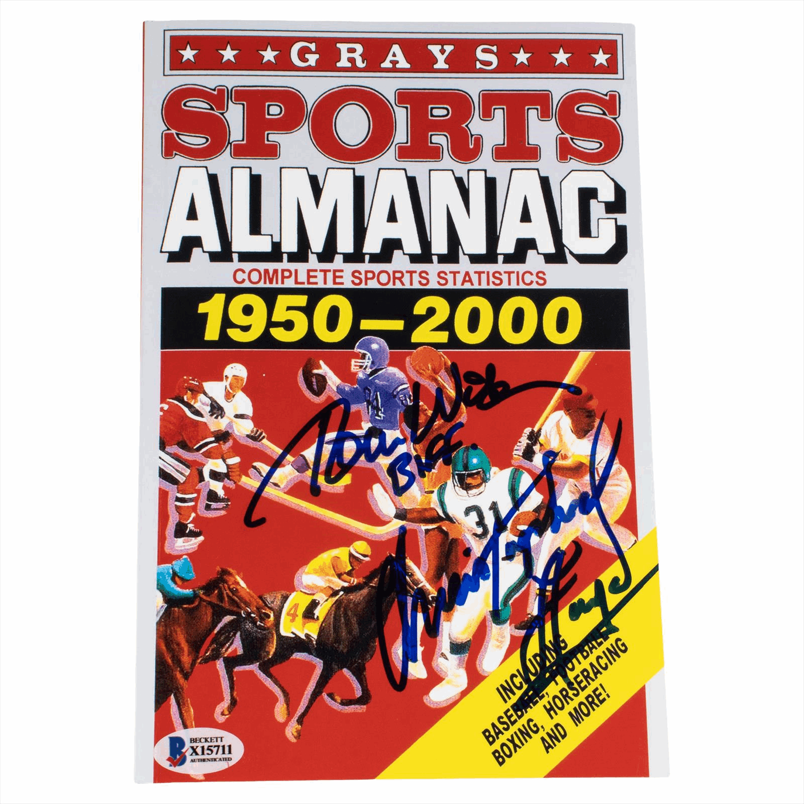 Christopher Lloyd (Doc Brown) and Tom Wilson (Biff) Signed Sports Almanac Replica Beckett Certified 