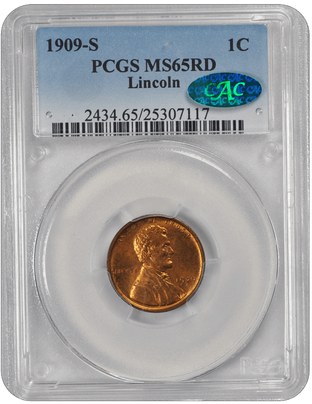 1909-S Lincoln PCGS CAC RD 65