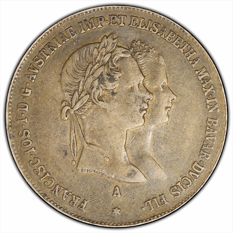 1854 Austria Gulden PCGS AU50 