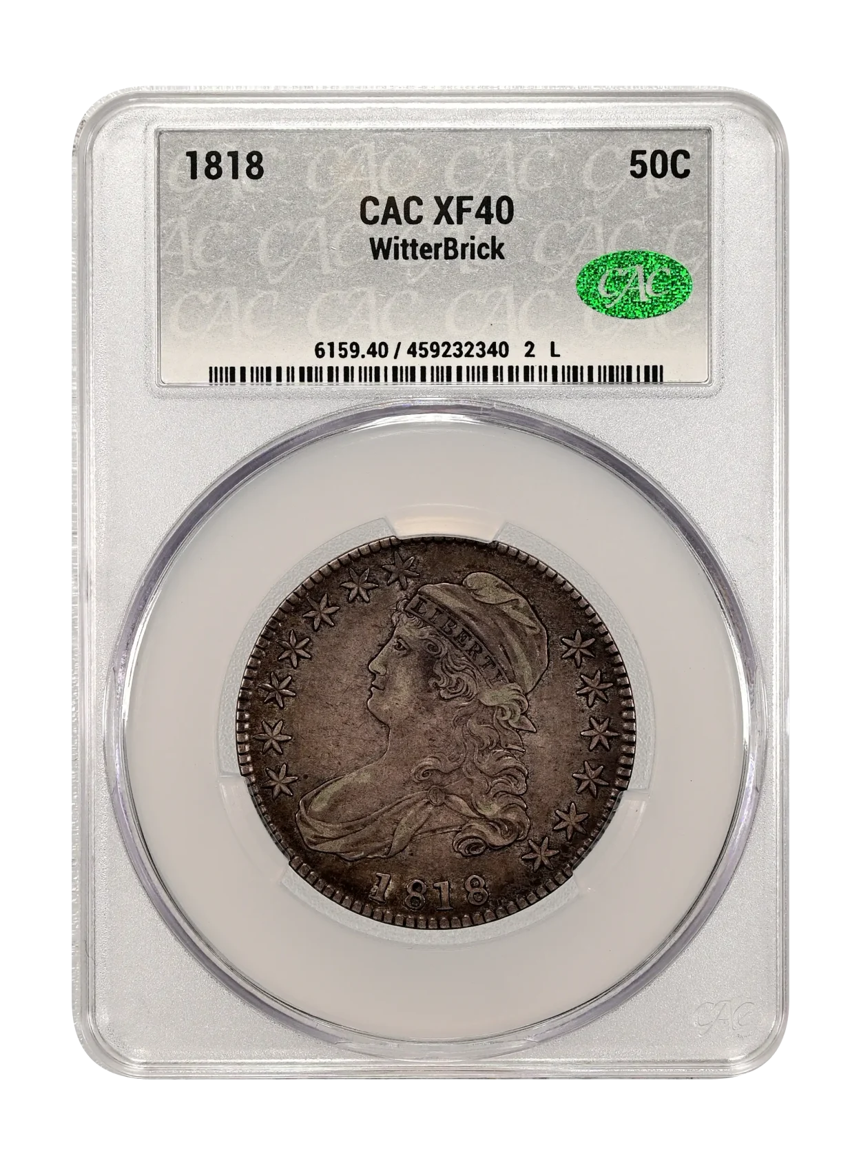 1818 50c CACG XF40 WitterBrick