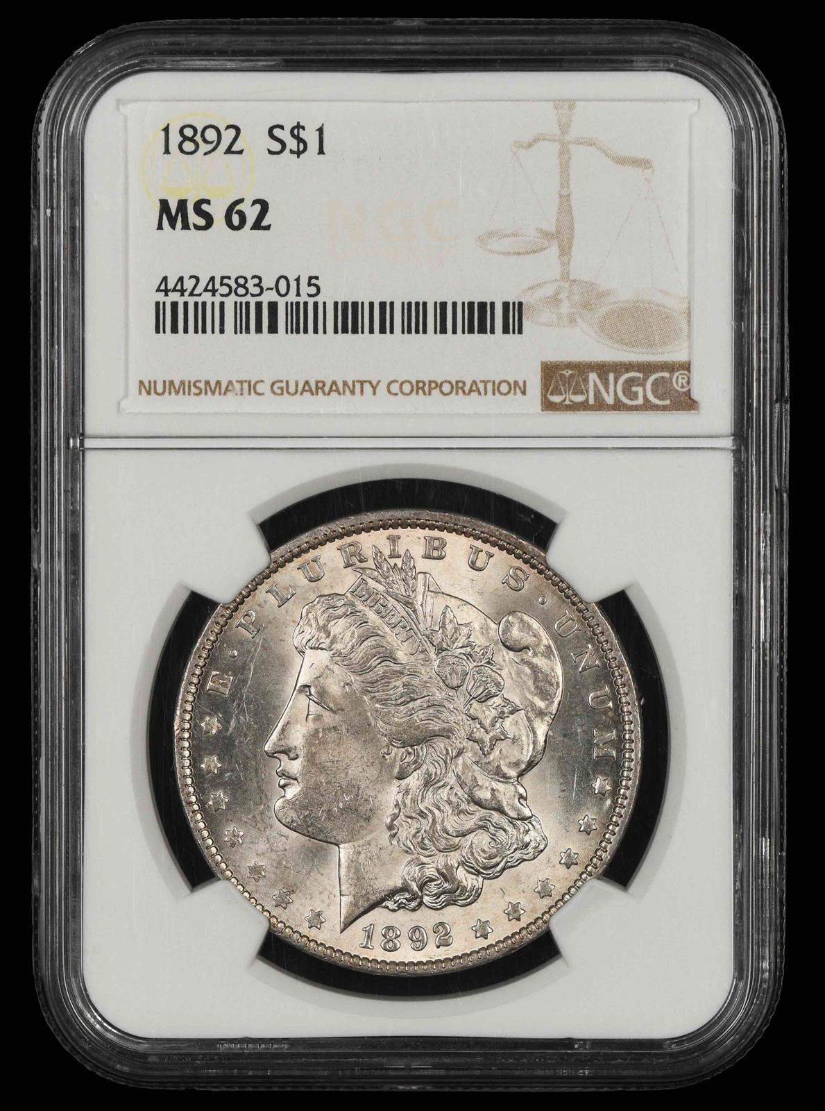 1892 $1 NGC MS 62