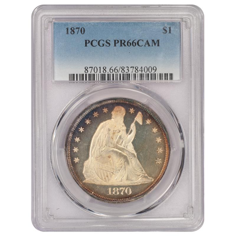 1870 Seated Dollar with Motto PCGS PR66CAM 