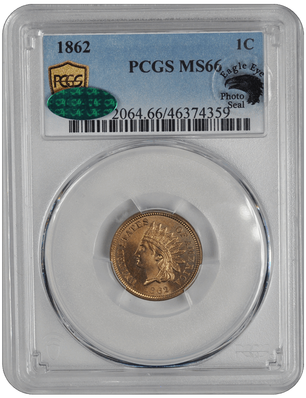 1862 Indian Head PCGS CAC MS 66