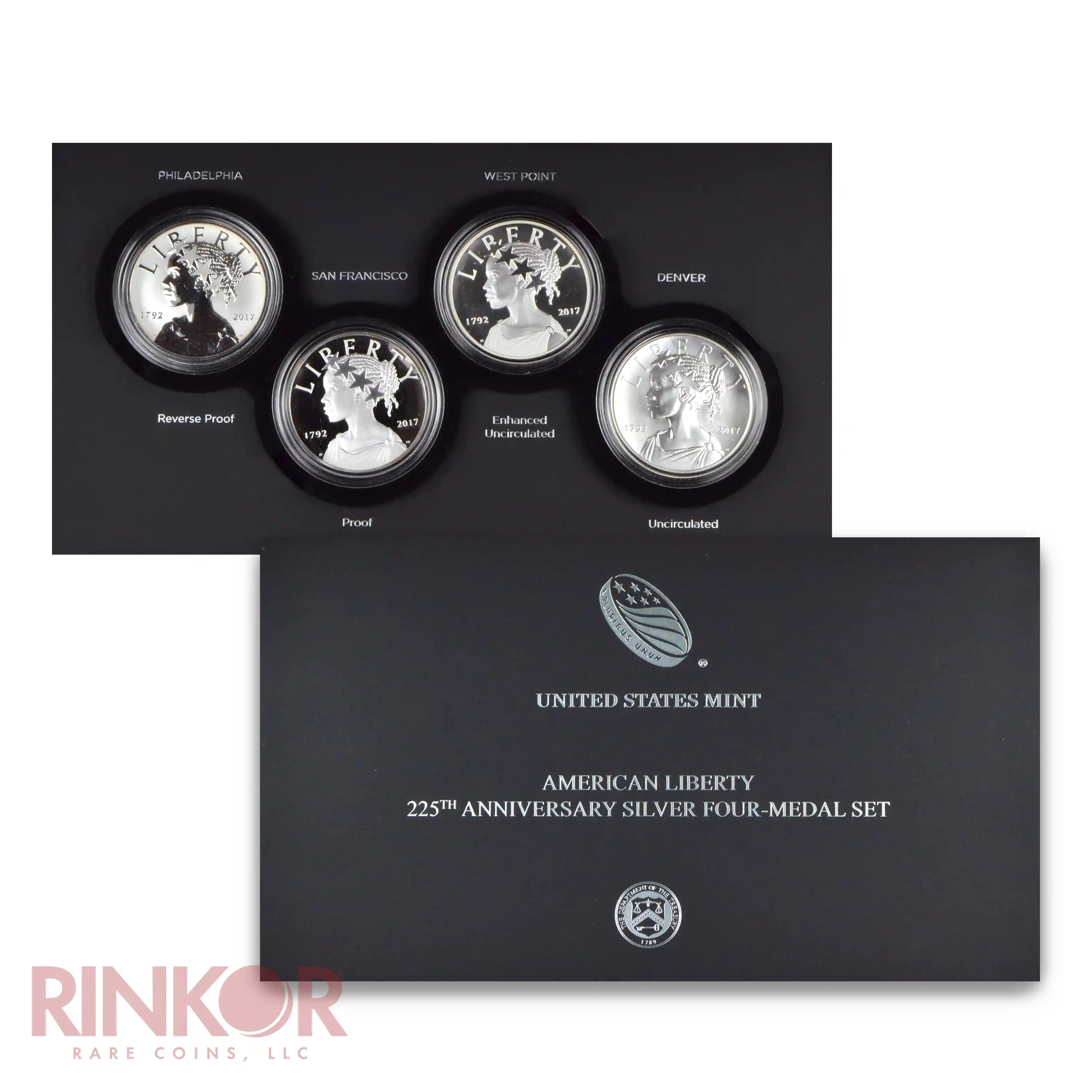 2017 American Liberty 1oz Silver US Mint 4-Medal Set (Box and CoA)