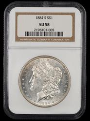 1884 S $1 NGC AU-58