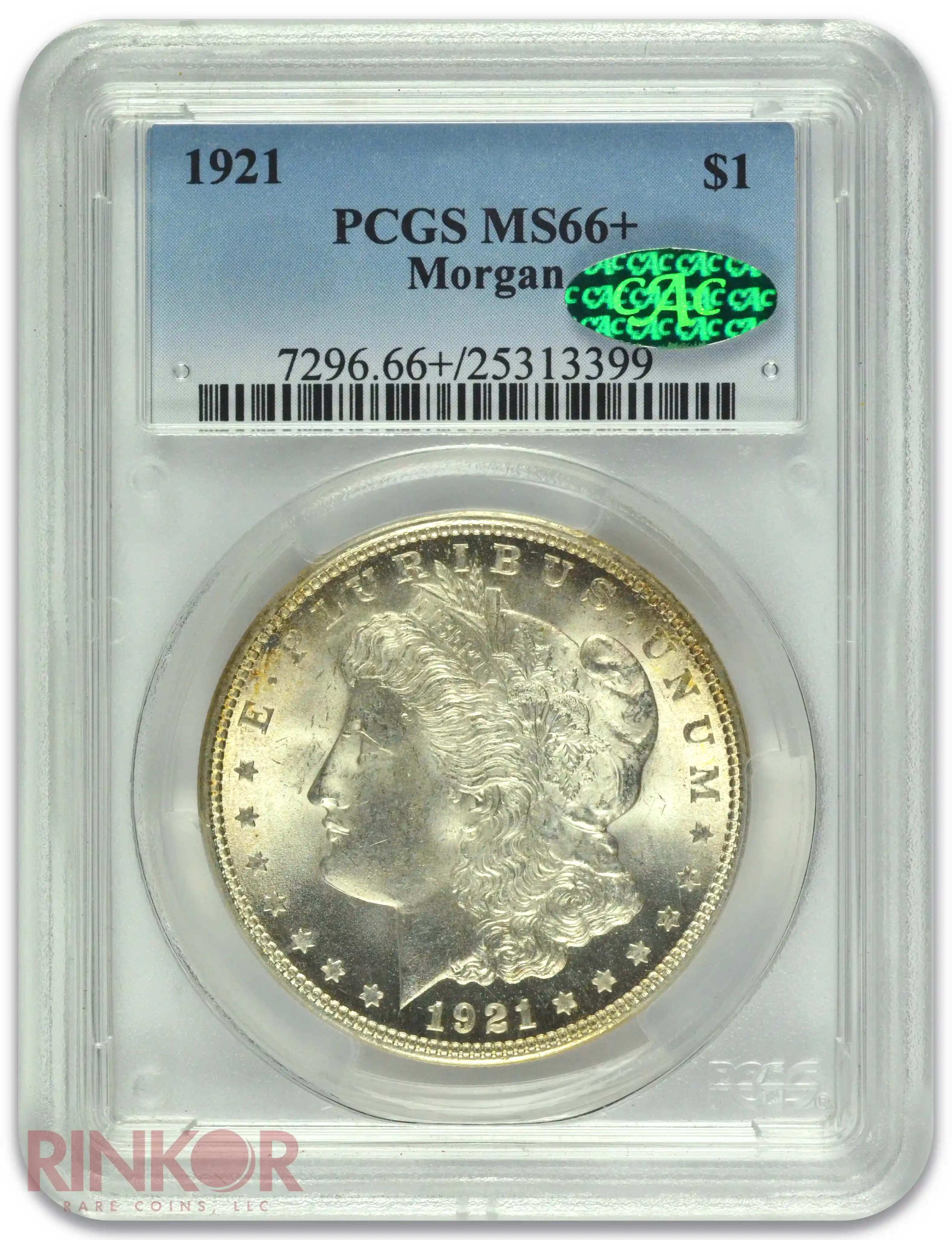1921 $1 Morgan Dollar PCGS MS 66+ CAC