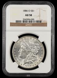1886 O $1 NGC  AU58