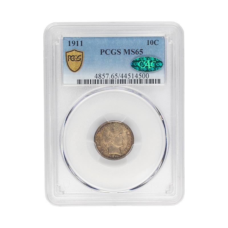 1911 Barber Dime, 10C PCGS  MS-65 CAC Certified