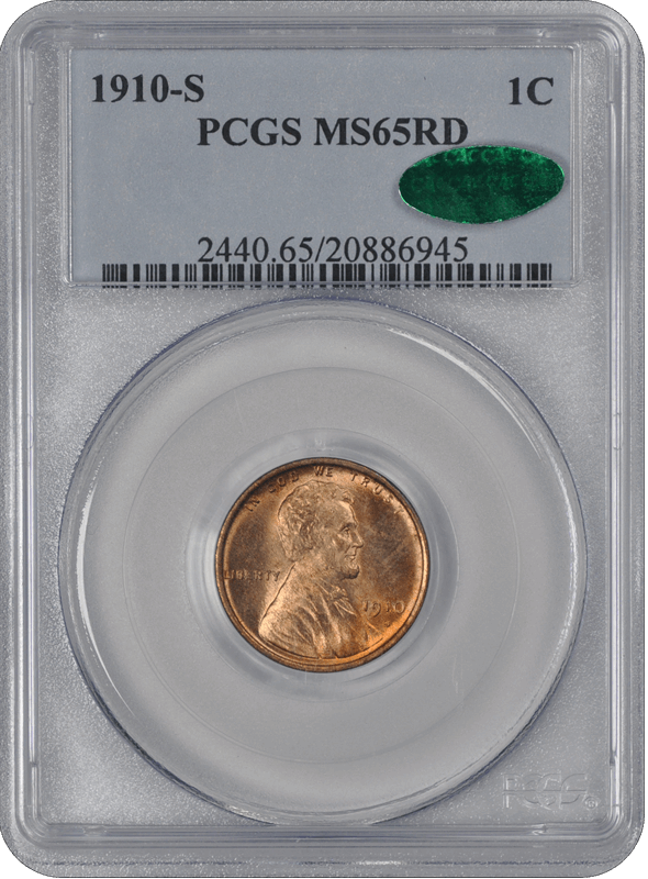 1910-S Lincoln  PCGS CAC RD 65
