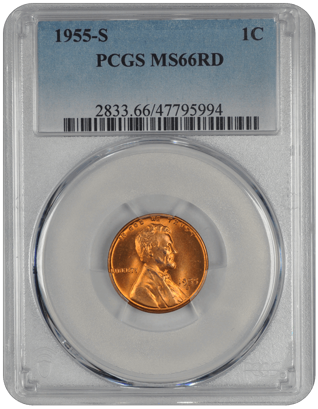 1955-S Lincoln PCGS RD 66