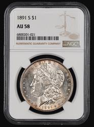1891 S $1 NGC AU58 AU58
