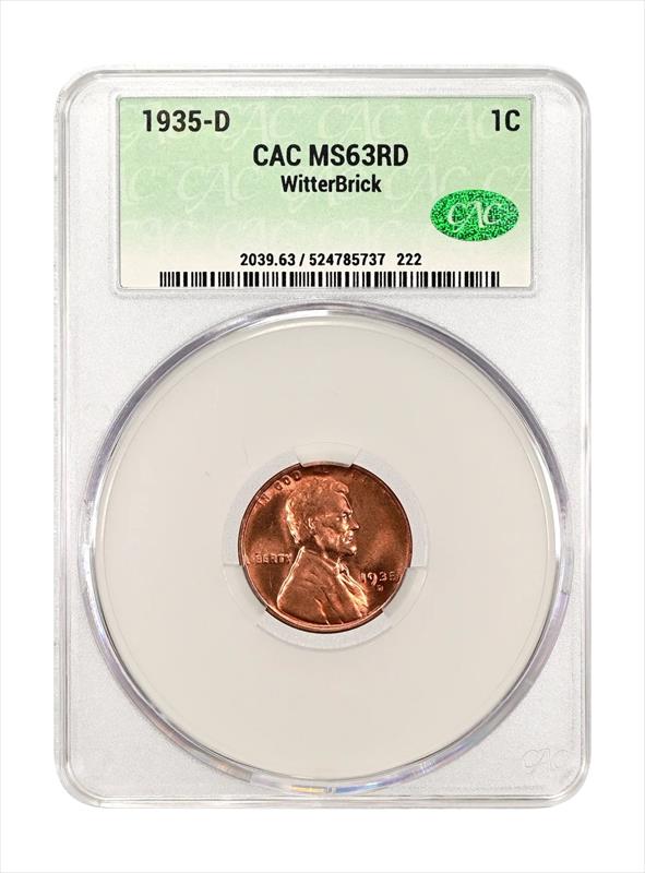 1935-D 1c CACG MS 63 RD WitterBrick