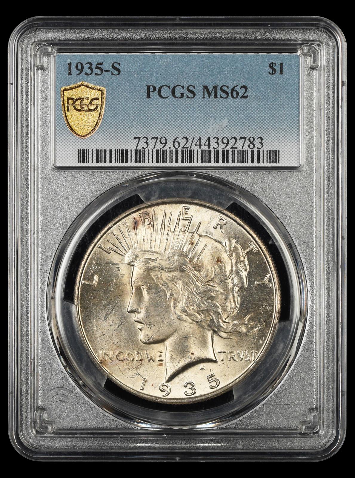 1935-S $1 PCGS MS 62