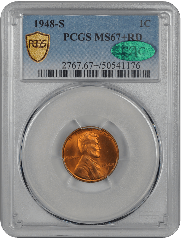 1948-S Lincoln PCGS CAC RD 67+