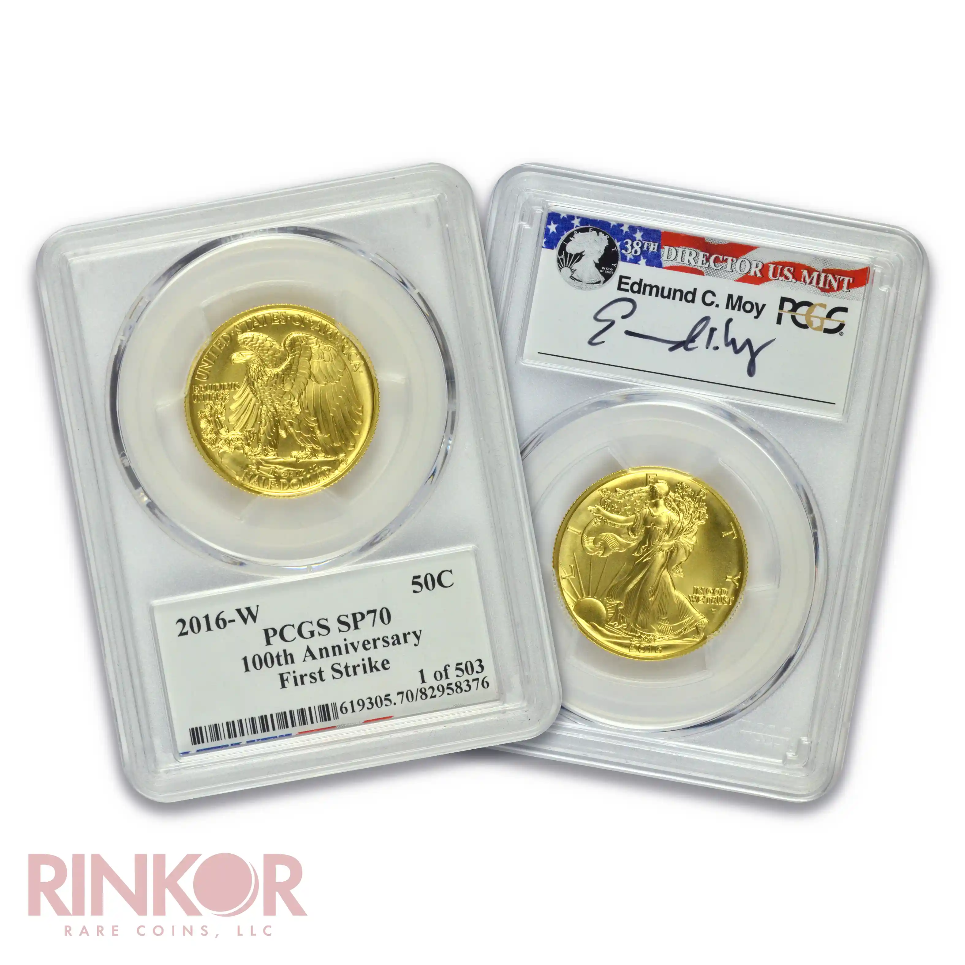 2016-W Gold 1/2oz Walking Liberty Half Dollar 100th Anniversary First Strike Moy Sig PCGS SP 70