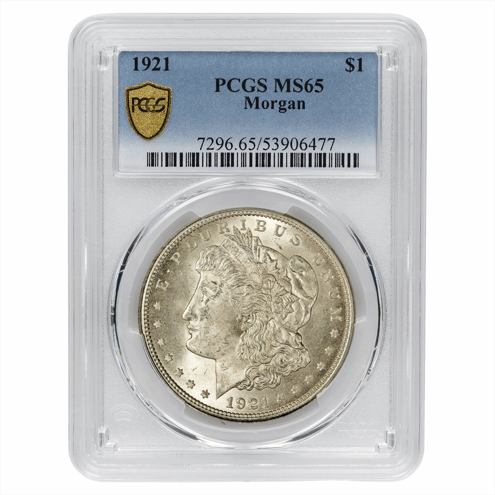 1921 Morgan Silver Dollar $1 PCGS MS 65