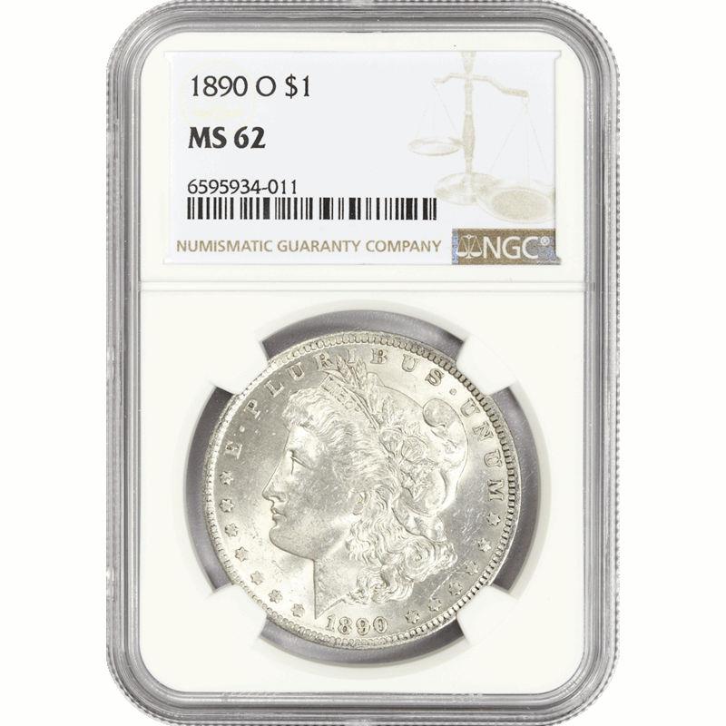 1890-O Morgan Silver Dollar $1 NGC MS 62