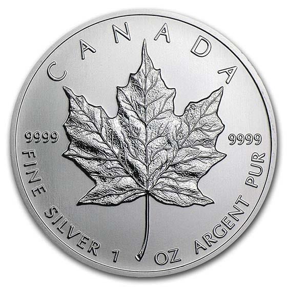 1oz Canadian Silver Maple Leaf Gem BU (Random Date)