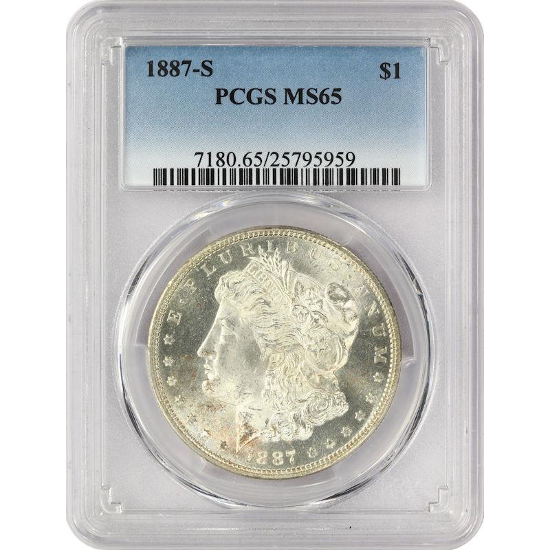 1887-S $1 Morgan Silver Dollar - PCGS MS65 - Semi PL - Stunning Coin!