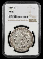 1884 S $1 NGC  AU53